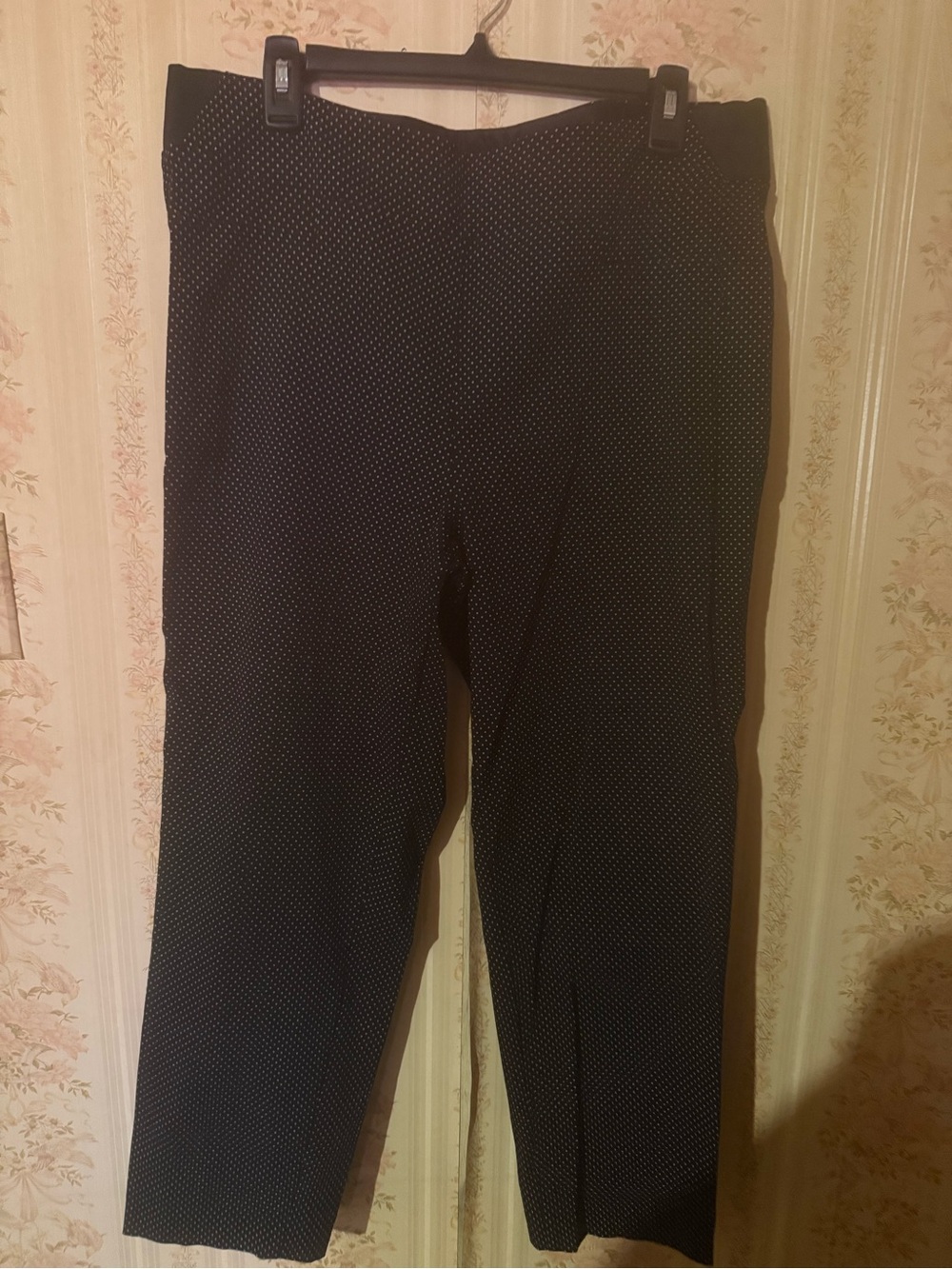 Investments Black Pants with White Microdot Print